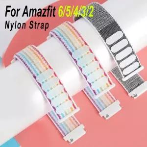 Amazfit bip 6-5-3/u/S/pro 스포츠 20mm/22mm 팔찌 GTS 4/3/2/2e/4 Mini/GTR 4/3/3 Pro/2/2e 밴드용 나일론