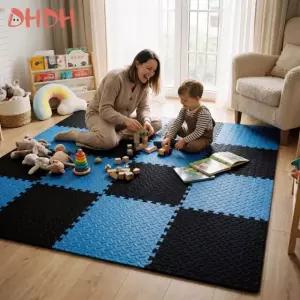 30x30cm 퍼즐 매트 두꺼운 놀이 매트 미끄럼 방지 및 방수 기능이 있는 크 바닥 타일 맞물림형 폼 러그 Coffee Beige 4 PCS