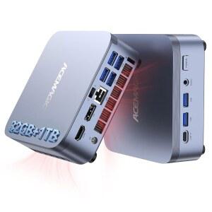 ACEMAGIC M5 미니 PC 윈도우 11 프로, 인텔 코어 14500HX 32GB DDR4 1TB SSD 컴퓨터(비트 i9-13900HK /R9 6900HX), NVMe PCIe4.0 /USB3.2 /타입-C /BT5.2 /WiFi6 /비즈니스 오피스 홈 데스크톱 55W용