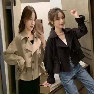 라이더자켓 허리 핏 조절 숏 트렌치 코트 짧은 트렌치자켓 야상