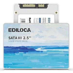Ediloca 256GB SSD 내장 솔리드 스테이트 드라이브, 2.5인치 SATA III 6Gb/s, 최대 400MB/s 읽기 속도, 3D NAND 플래시, 충격 방지 PC / 노트북 데스크톱 NAS, Windows Mac Linux (ES580E)와 호환 가능