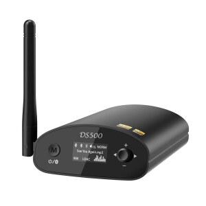 eAj 1Mii DS500 고해상도 블루투스 5.3 수신기, 32비트 / 384kHz 오디오 파일 DAC, 무손실 LDAC 및 aptX HD, OLED 디스플레이, 내장 EQ, 가정용 스테레오용 RCA / 광/동축 출력, AV 수신기 및 증폭기