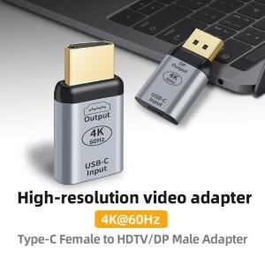 [호환품]Type-C to DP/HDMI 호환 어댑터 4K60Hz 오디오 비디오 컨버터 맥 모바일 TV 모니터용 USB C 여성형