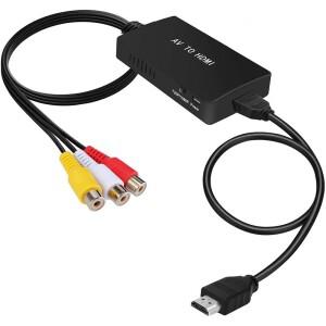 [호환품]RCA-컨버터 컴포지트-어댑터 지지대 1080P PAL/NTSC PS1 STB Xbox VHS VCR DVD 블루레이 플레이어