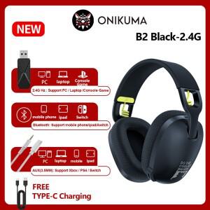 2025년 신형 오니쿠마 B2 무선 게이밍 헤드셋 (PS5 PS4 PC 호환) 2.4GHz USB 게임 헤드폰 마이크 내장 인체