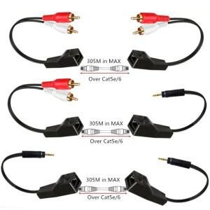 AV 케이블 어댑터 STO DC3.5mm STO+RCA 레드 화이트 오디오 신호 발룬 Cat5/6 RJ45 암 커넥터 & 2xRCA 와이