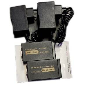 단일 RJ45 CAT5e/6 100M 328ft VGA 비디오 오디오 익스텐더 AV 포트를 1080P 확장 어댑터 보호 기능