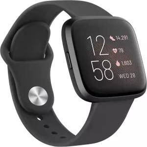 Fitbit Versa 2 / Lite SE와 호환되는 AK 실리콘 밴드 클래식 소프트 스트랩 교체 스포츠 손목 블랙