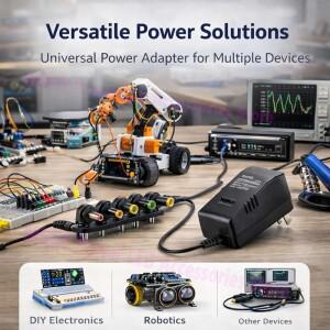 조절 가능 어댑터 전원 공급 장치 AC 220V - DC 3V 4.5V 6V 9V 12V 충전기 다중 전압 EU US 변환 7핀 30W