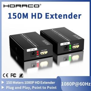 HORACO 150M HDMI 익스텐더 492ft Over Cat5e/6 1080P 60Hz 플러그 앤 플레이 이더넷 지점 간 전송