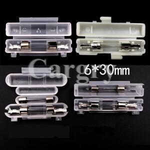 1세트 AC 어셈블리 플립 타입 퓨즈 박스 소켓(터미널 포함) 6x30mm 흰색 이중 유리관 홀더