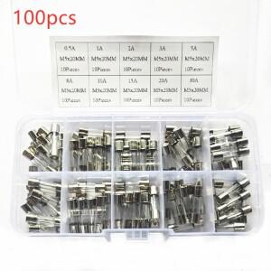 100/50개 5x20mm 6x30mm 퀵 블로우 유리관 퓨즈 모음 키트 앰프 0.5A 1A 2A 3A 5A 8A 250V