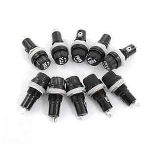 50 개/몫 5x20mm 10A 250V 유리 퓨즈 홀더 5x20 검정색 보험 튜브 소켓 패널 마운트 구리