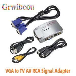 VGA to AV PC 컨버터 박스 TV RCA 신호 어댑터 비디오 스위치 컴포지트 NTSC PAL 지원 컴퓨터용