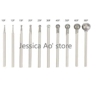 60pcs 0.5-8mm F 라운드 볼 다이아몬드 그라인딩 헤드 옥 조각 도구 전기 밀 로터리 버 펜 Dremel