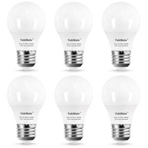 유키할루 A15 LED 전구, 60W 등가, E26 베이스, 2700K / 3000K 5000K 화이트, 7W 600 루멘 120V, 천장 선풍기 가전제품 디밍 불가, 6팩(3000K 웜 화이트)