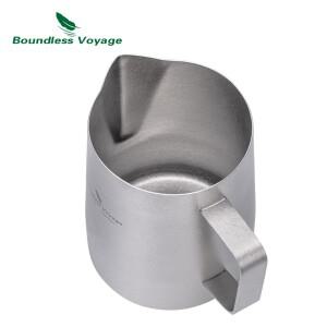 무한 항해 티타늄 우유 거품기 컵 바리스타 라떼 아트 라운드 스파우트 주전자 커피 600ML 야외 식기 Ti323