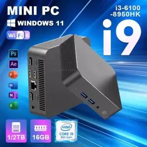 윈도우 11 i9 미니 PC 인텔 코어 8950HK i3-6100 16GB 램 WIFI6 BT5.2 4K 1TB 2TB SSD M.2 1000Mbps 휴대용