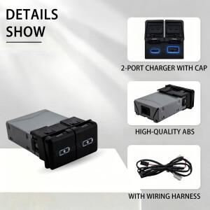 듀얼 포트 차량용 충전기 Type-C PD  USB-A 블루 LED  어댑터Toyota 캠리 Avalon Levin Sienna er RAV4용