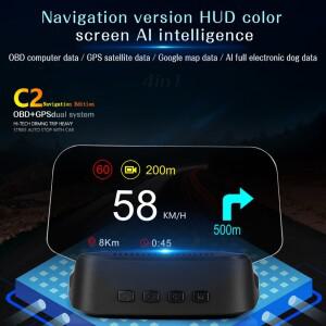 차량용 디스플레이 C2 네비게이션 시스템 범용 OBD 프로젝터 휴대용 HUD 헤드업 듀얼