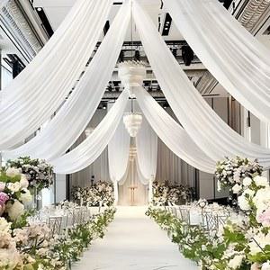 화이트 0M 웨딩 Ma 커튼 쉬폰 이는 Decortions Drapery 천장 반짝