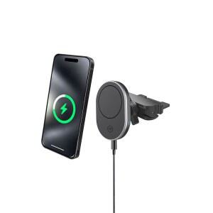 eAj 마이티 마운트 15W MagSafe 자동차 마운트 CD 슬롯 충전기, 무선 자동차 충전기 휴대폰 홀더, N52 자석이 장착된 마그네틱 CD 마운트 충전기, 고속 충전, 360 회전, 14 / 15 / 16 / 17 / 갤럭시와 호환 가능
