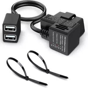 듀얼 USB 포트가 있는 Garmin Dash Cam OBDII 어댑터 케이블용 OBD 상시 전원 저전압 보호 기능이 24시간