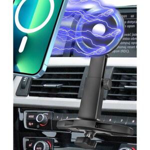 eAj MagSafe 차량용 Woleyi 마운트 CD 슬롯 20 강력 자석 높이 조절 가능한 마그네틱 휴대폰 홀더 CD 플레이어, 17 Pro Max 16 15 14 13 12 12 Air Plus, 모든 스마트폰용 휴대폰 홀더