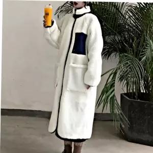 모직 코트 캐주얼룩 뽀글이 롱코트 점퍼 양털 롱자켓 후리스