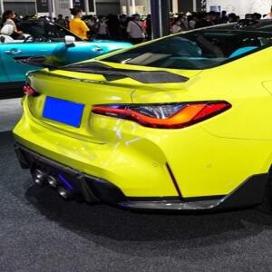 BMW 4 시리즈 G22 M2 G80 글로시 블랙/카본 파이버 유니버설 트렁크 스포일러 윙 레이싱카 테일