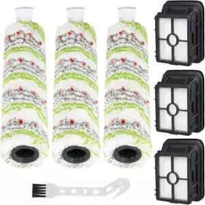 3팩 멀티 서피스 반려동물 브러시 롤 2788 및 진공 필터 1866 Bissell CrossWave Ma 2554A 2590 2593 2596