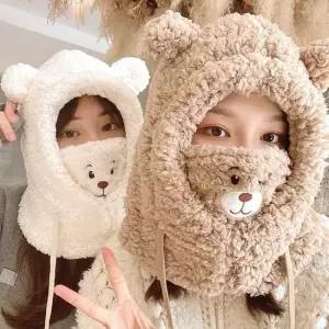 곰돌이 바라클라바 후드넥워머 뽀글이 양털넥워머 겨울 목도리 바라클라바 양털넥워머