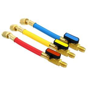 SAE 충전 호스 및 볼 밸브 세트 AC HVAC 유지 보수 에어컨 냉동 도구 R134A R410a R22 R12 14 인치