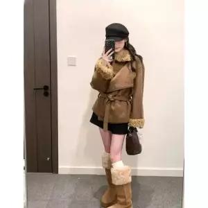 엘럽 빈티지 여사친 모직 슬림핏 털카라에 키높이 도톰한 코트 아우터 박템1