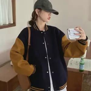 친절한탄씨 여성 베이직 배색 기모 안감 신축성 야구점퍼 재킷 야구점퍼 기모야구점퍼 캠핑옷