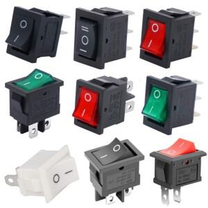 5PCS KCD1 21x15mm 로커 보트 스위치 6A250V 10A125V AC 6432 핀 스냅인 SPST ON OFF IN