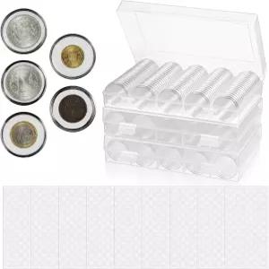 수집가용 Ckhoid 360PCS 30mm 동전 캡슐 홀더 폼 개스킷이 있는 투명 플라스틱 보관 케이스 정리함 수집
