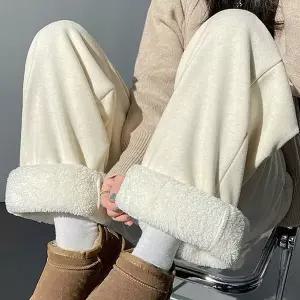 여성 기모 안감 바지 와이드핏 밴딩 팬츠 여성보온바지