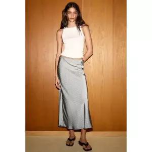[정품] 자라 스커트 치마 데일리 원피스 ZARA 새틴 미디 - 블루 /화이트