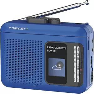 AM/FM 라디오 내장 스피커 및 마이크가 있는 휴대용 카세트 테이프 플레이어 레코더 3.5mm 헤드폰 잭