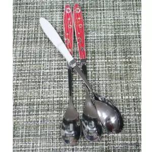레드 홀로그램 스텐티스푼 3P 수저 숟가락 디저트 커피 머들러 식기