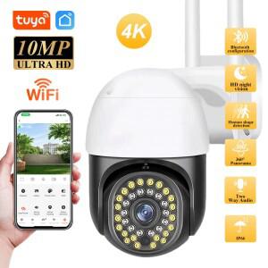 투야 스마트 홈 10MP 4K 무선 PTZ 카메라 컬러 야간 투시 와이파이 IP 카메라 실외 AI 자동 추적 CCTV 감시