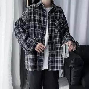 [룽스_65]남여공용 오버핏 셔츠 체크셔츠 캐주얼남방