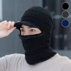 [룽스_65]융털기모 니트비니 넥워머 겨울모자 일체형