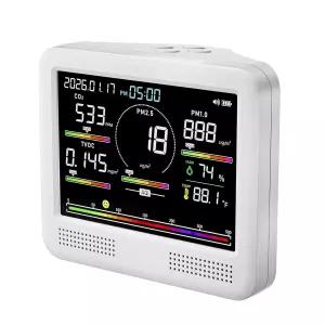 실내 공기질 측정기 18 in 1 스마트 홈 오피스용 컬러 스크린 포함 PM0.3 CO2 C6H6 TVOC 화이트 감지
