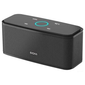 DOSS 사운드박스 터치 무선 블루투스 스피커-12W HD 사운드, 리치 베이스, IPX5 방수, 20시간 플레이타임, 핸즈프리, 모임, 집, 사무실, 야외, 여행용 블랙