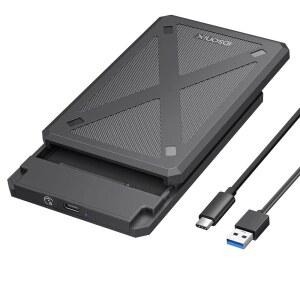 iDsonix 2.5인치 하드 드라이브 인클로저, 6Gbps USB 3.1~SATA III 도구 없는 외장 인클로저(7mm / 9.5mm SSD HDD, 도시바 삼성 WD 블랙(PW25-C3)과 호환)