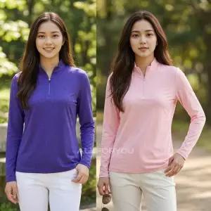 올포유 여성 여름 솔리디쉬 냉감 집업 티셔츠 AWTH66111C2