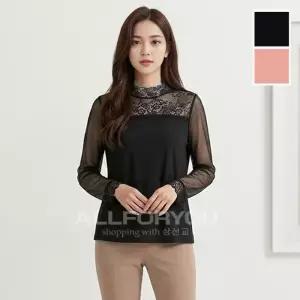 올포유 여성 레이스 포인트 하프넥 티셔츠 AWTH65145C2