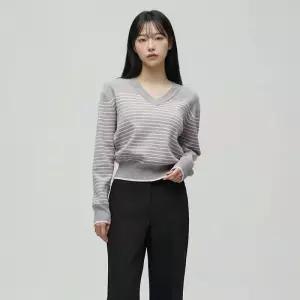 백화점판 LAP 랩 브이넥 단가라 배색 니트(AS1KH261) 296860